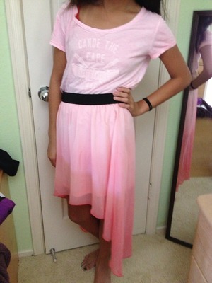 Pink shirt || Abercrombie and Fitch 
High low skirt || forever 21