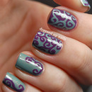 Swirly purple & turquoise nails