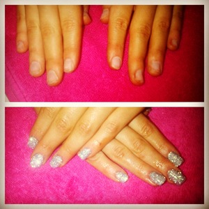 Acrylics nails with Rockstar Shellac... Before and after!