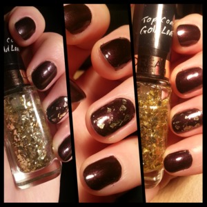 Long lasting Nailpolish ("Aubergine") by HEMA + "Gold Leaf" Top Coat by L'Or?al :) 