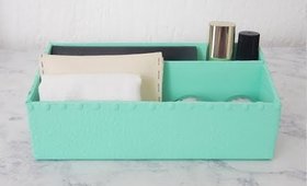 Desk Organizer with Dividers Using Old Box