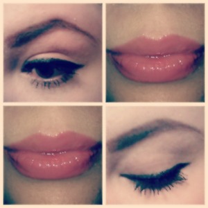 simple winged liner and peachy lips an everyday look