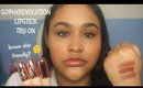Soph x Revolution Lipsticks Swatches & Try On | Brown Skin Friendly? | Lyiah xo