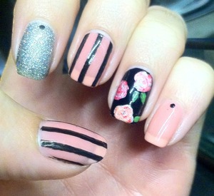 Black, Pink, Glitter, Stripes and Roses lol 
