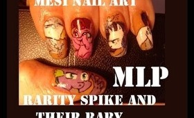MLP nail art Rarity and Spike they have a baby Mesi nail art