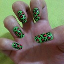 Bright green and pink leopard print