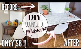 DIY Marble Countertops | Out-dated Counter MAKEOVER!! RENTER FRIENDLY!!