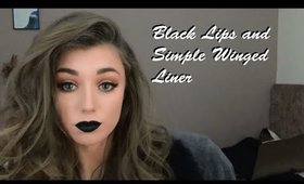 Black Lips and simple winged Liner Make-up Tutorial