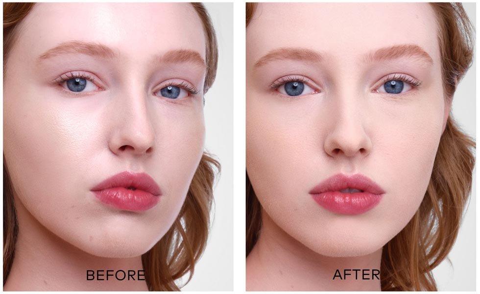 Before After of Hourglass Vanish Airbrush Pressed Powder in Translucent