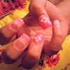 Pink And White Short Acrylic Nails