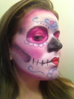 This was my second attempt at a sugar skull.  It was really fun to do! I loved blending the colours and didn't want to take it off!