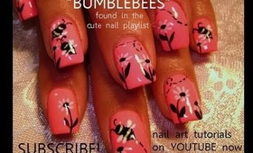 NEON pink BUMBLEBEES nail art tutorial by robin moses