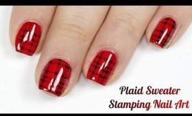 Plaid Sweater Stamping Nail Art Design!