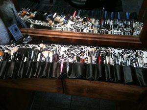 My makeup brush roll hand made by me! I love craftin' :D