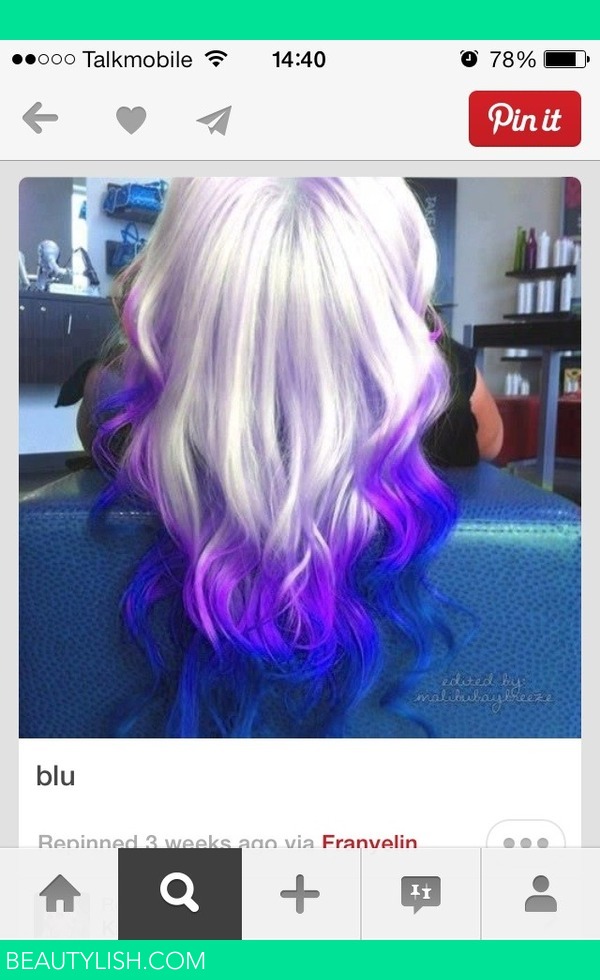 Dip dyed hair, blue and purple | Morgan R.'s Photo | Beautylish