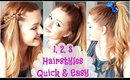 3 QUICK AND EASY HAIRSTYLES | SCHOOL & WORK