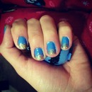 blue & gold nails