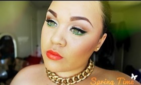 Pop of green & vibrant lips ✿ It's a spring time look !