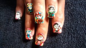 power puff girls themed nails