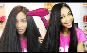 How to Blow Dry Crochet Braid Wigs Straight- Kanekalon Hair