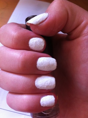 First attempt at doing velvet nails with white flocking powder 