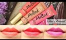 Too Faced Melted Lipstick Lip Swatches 5 shades