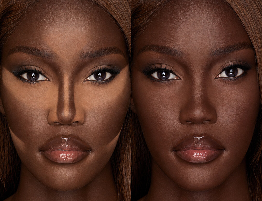 Charlotte Tilbury model wearing the Charlotte Tilbury Airbrush Flawless Blur Loose Powder as a full AIRbake