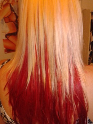 Red peek a boo....with platinum blonde  on top