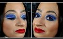 4th of July Makeup -  graphic liner with glitter & Red lips