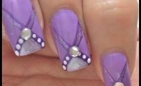 Full Cover Nail Art Design Tutorial - purple glamour -