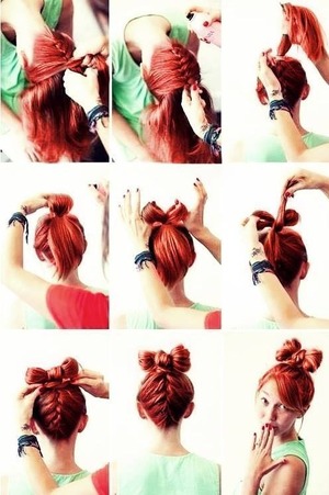 step by step for a cute hairstyle of a pretty bow