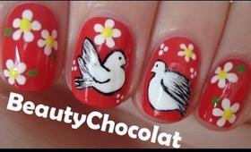 Cute Dove Birds - Nail art design inspired by Iuli's Nails Art Design