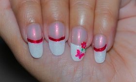 Butterfly on White French Manicure Nail Art