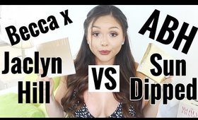 ABH Sun Dipped VS  Becca X Jaclyn Highlighter Palette | First Impression & Demo | @Gabybaggg