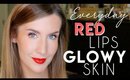 Daytime Red Lipstick & Glowing Skin using Banana Powder
