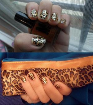 Leopard print nails! If you want to know how I did them, please watch my youtube video. You can use these colors rather than variations of pink!

The top picture was taken a while after the bottom picture (which is why the polish is all chipped). 
You can