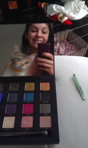 kitty likes to sit with me while I do my makeup, lol!!