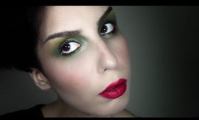 Olive Green Smokey Eye & Red Lips - Holiday Makeup Tutorial