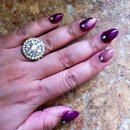 Almond nails, glitter, purple 