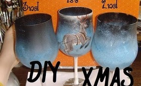 Christmas candlestick with glass DIY Świateczne ozdoby lampion z kieliszka