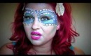 Mermaid Princess:Halloween Makeup (masked look with crown headband)