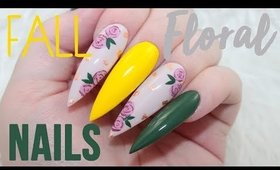 FALL FLORAL NAILS - HAND PAINTED ROSES