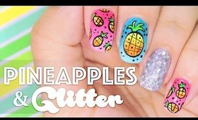 Pineapples & Glitter nail art