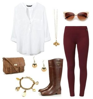 Outfit ideas for maroon/burgundy leggings?