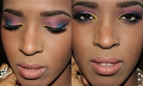 Colorful Makeup Tutorial with nude lips | inspired from the rainbow colors for brow eyes 2013