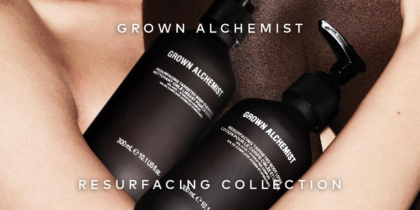 Transformative body care formulated with face-grade ingredients. Shop the Grown Alchemist Resurfacing Collection at Beautylish.com