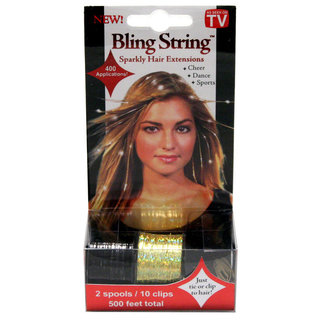 Bling String 500' Hair Tinsel with Clips - Gold/Black