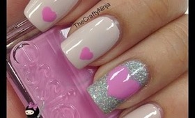 Pink Heart Nails by The Crafty Ninja