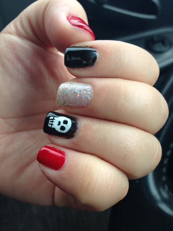 24pcs/set Short Square Nail Art Design With Skull & Ghost For Halloween,  With 1pc Jelly Gel & 1pc Nail File | SHEIN ASIA