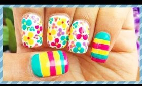 Summer Floral Color Pop Nail Art | #Chippernails